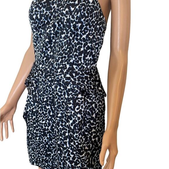 BCBG GENERATION Cheeta Print Cocktail mini Dress BLACK, blue, white SZ 4 in EUC - Picture 3 of 14